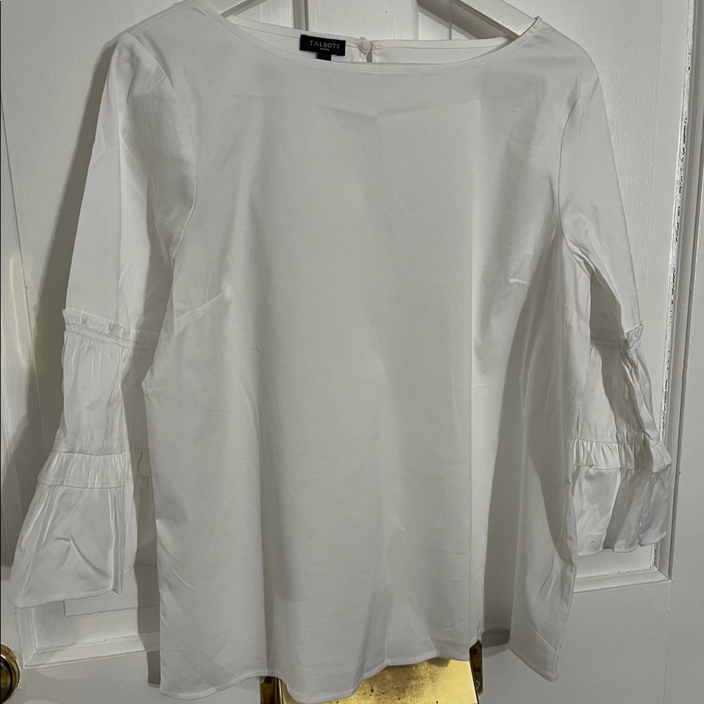 Talbots White Bell-Sleeve Blouse